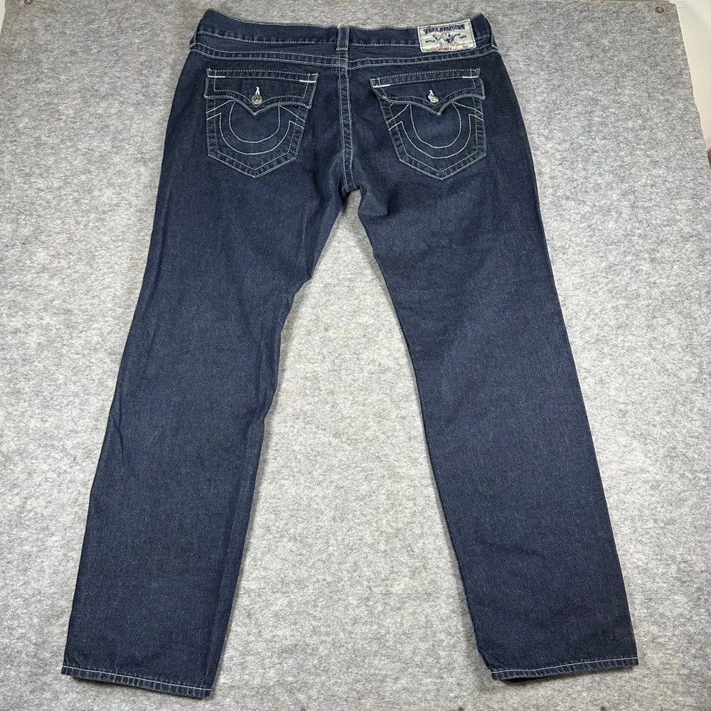 True Religion Mens Blue Skinny Section Contrast Stitch Jeans 40